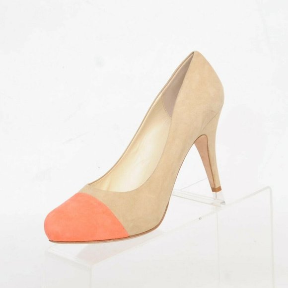 Bettye Muller x Simply Soles Beige Suede Melon Cap Toe High Heel Women 8.5 Italy - Picture 5 of 12